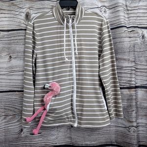 Cali & York Tan & White Striped Jacket